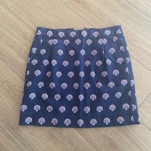 J. Crew size 2 Navy Mini Skirt with Seashell Pattern